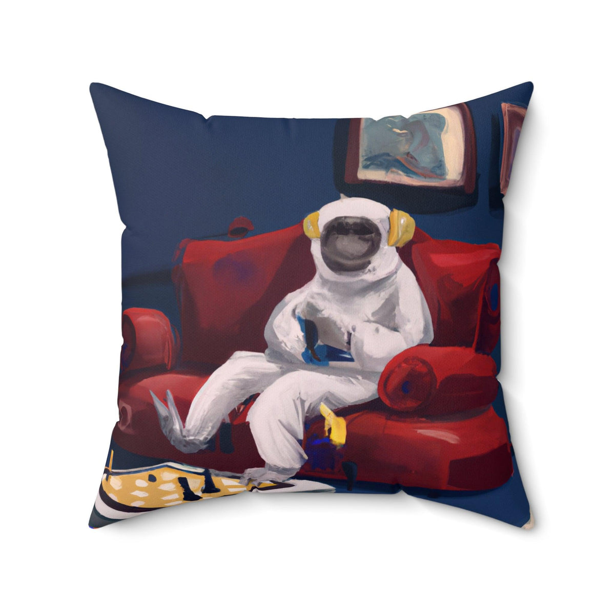 Monkey Astronaut Netflix and Chill Printed Throw Pillow