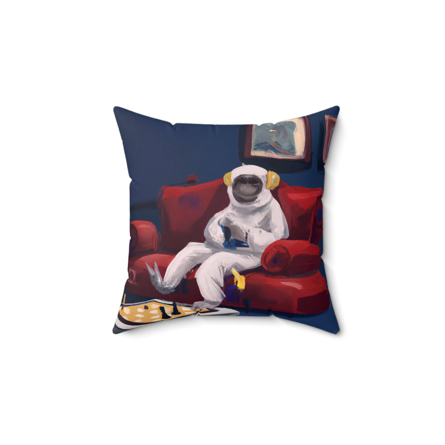 Monkey Astronaut Netflix and Chill Printed Throw Pillow