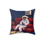 Monkey Astronaut Netflix and Chill Printed Throw Pillow