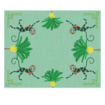 Vibrant area rug featuring playful monkeys and lush palm trees, perfect for adding a boho touch to your living room or office. This hand-tufted wool rug is designed for those seeking unique and stylish living room area rugs.