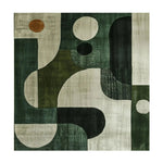 Contemporary square area rug in a monochrome chic design, featuring abstract geometric patterns in green and beige tones. This hand-tufted wool rug is ideal for adding a modern touch to bedrooms as a stylish bedroom rug.