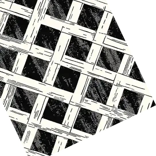 Close-up view of the Monochrome Weave Hand Tufted Rug, showcasing its intricate black and white lattice design. This large area rug, perfect for bedrooms, is crafted from high-quality wool, making it a stylish and durable choice for any bedroom decor.