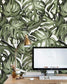 Monstera Leaf Watercolor Green and White Wallpaper - MAIA HOMES