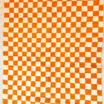 Moroccan Berber Handwoven Checker Wool Area Rug - Orange and White
