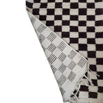 Moroccan Berber Handwoven Checker Wool Area Rug with Tassels - Dark Brown and White