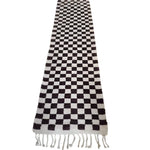 Moroccan Berber Handwoven Checker Wool Area Rug with Tassels - Dark Brown and White