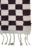 Moroccan Berber Handwoven Checker Wool Area Rug with Tassels - Dark Brown and White
