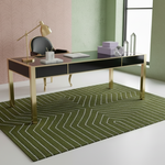 Moss Green Geometric Hand Tufted Wool Rug