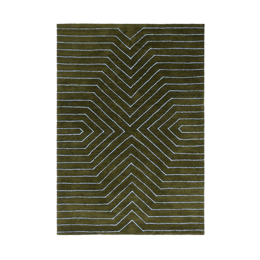 Moss Green Geometric Hand Tufted Wool Rug - MAIA HOMES