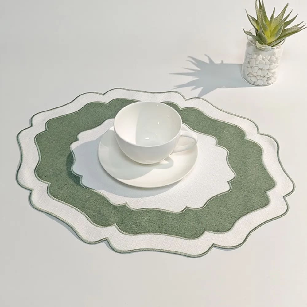 Moss Green Scalloped Placemats