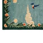 Beautiful area rug featuring a hand-tufted wool design with intricate floral patterns and a bird motif. The Mountain Melody rug showcases elegant details and vibrant colors, perfect for large living room spaces. Ideal as a floral rug, wool rug, and a standout piece among area rugs for living room decor.