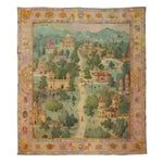 The Mughal Marvel Hand Knotted Area Rug showcases an intricate vintage design, perfect for adding a touch of elegance to your living room. This exquisite Persian rug features detailed architectural motifs and lush gardens, embodying the grandeur of historic artistry.