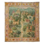 The Mughal Marvel Hand Knotted Area Rug showcases an intricate vintage design, perfect for adding a touch of elegance to your living room. This exquisite Persian rug features detailed architectural motifs and lush gardens, embodying the grandeur of historic artistry.