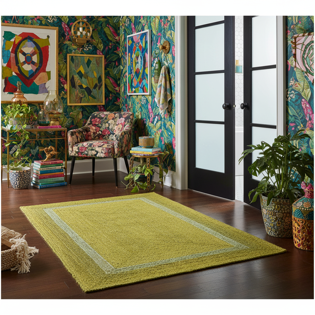 Mustard and Gray Braided Jute Rug