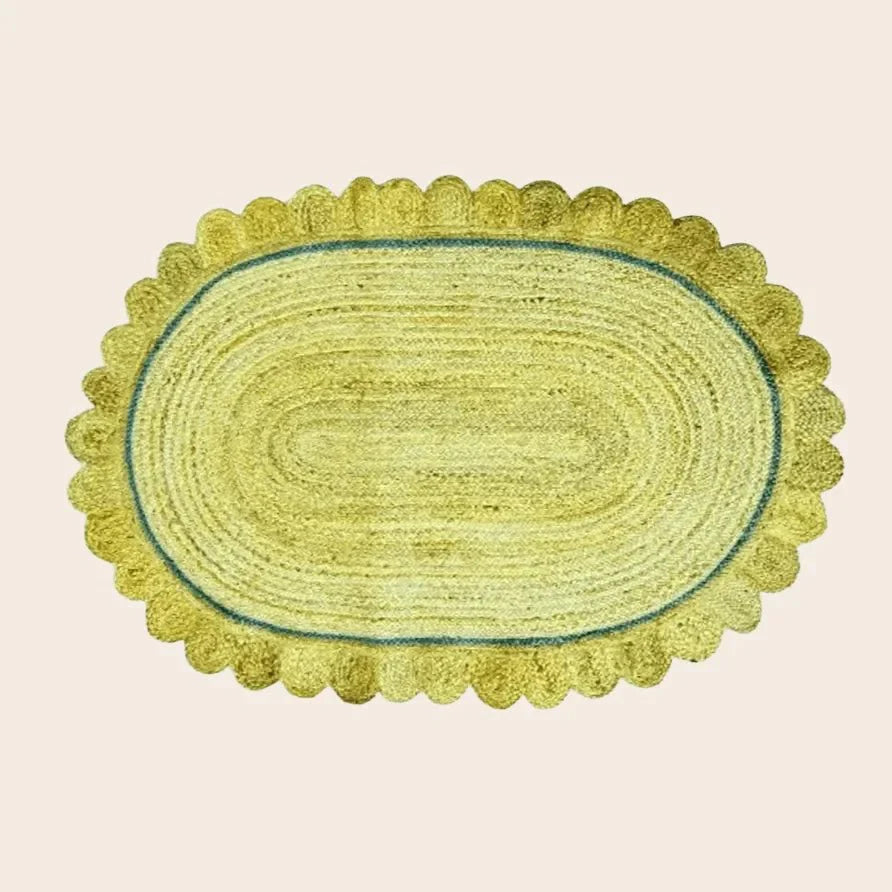 Mustard Scalloped Jute Rug