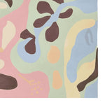 A close-up of the Muted Flora Song Hand Tufted Rug, showcasing its contemporary abstract design with soft pastel colors. Perfect for adding a modern touch to living room area rugs. This wool rug combines style and comfort, making it an ideal area rug for living room spaces.