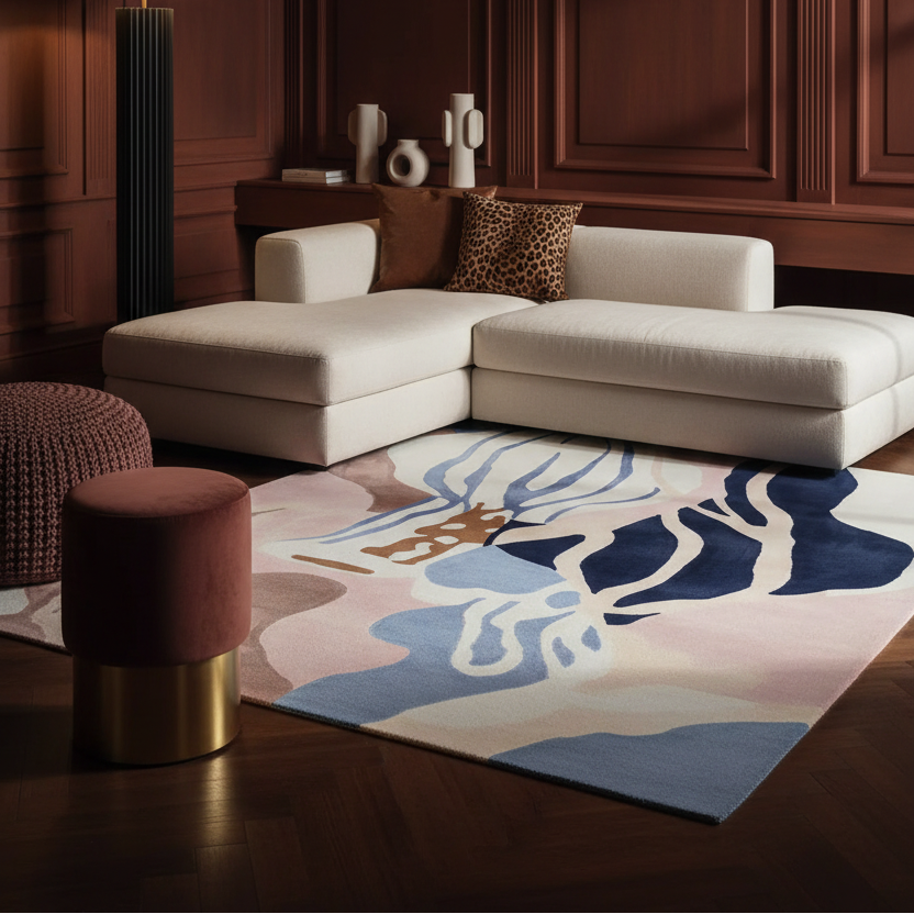 Muted Memory Vase Hand Tufted Rug