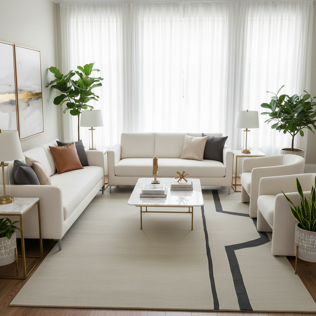 Muted Modern Line Hand Tufted Rug