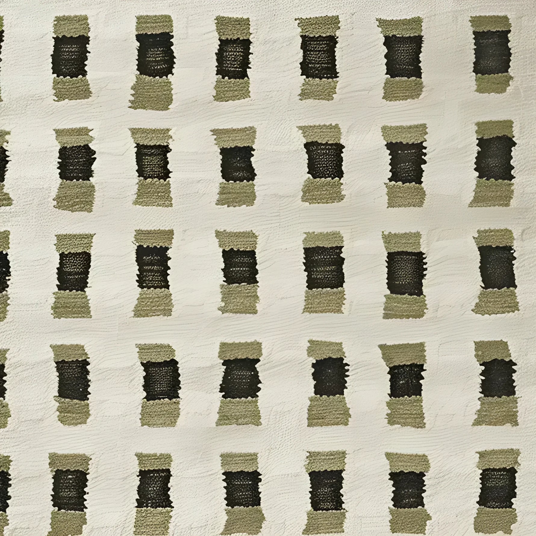 Close-up view of a contemporary hand-knotted wool area rug featuring a modern geometric pattern in muted tones, ideal for enhancing living room spaces.