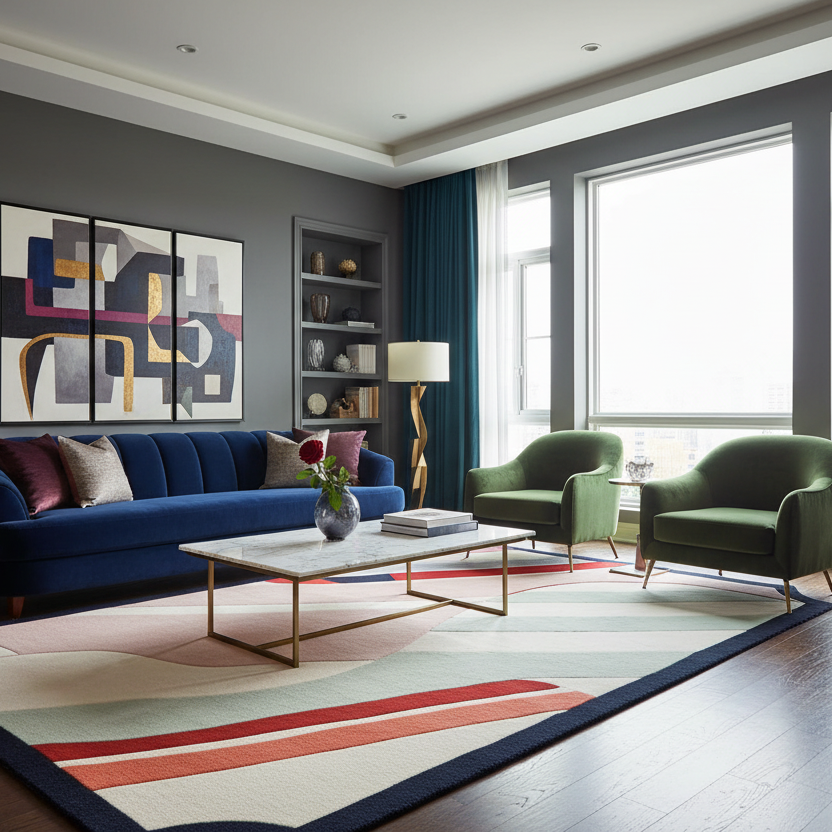 Muted Shape Play Hand Tufted Rug