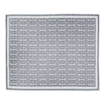 Top view of the Mystery Night Dhurrie Cotton Rug featuring a geometric pattern in muted tones, perfect for adding a boho touch to your living room. This area rug is an ideal choice for those seeking stylish living room rugs in an 8x10 size, offering both elegance and comfort.