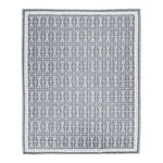 Top view of the Mystery Night Dhurrie Cotton Rug, featuring an intricate geometric pattern. This area rug, perfect for living rooms, measures 8x10 and showcases a boho style ideal for modern or traditional decor.