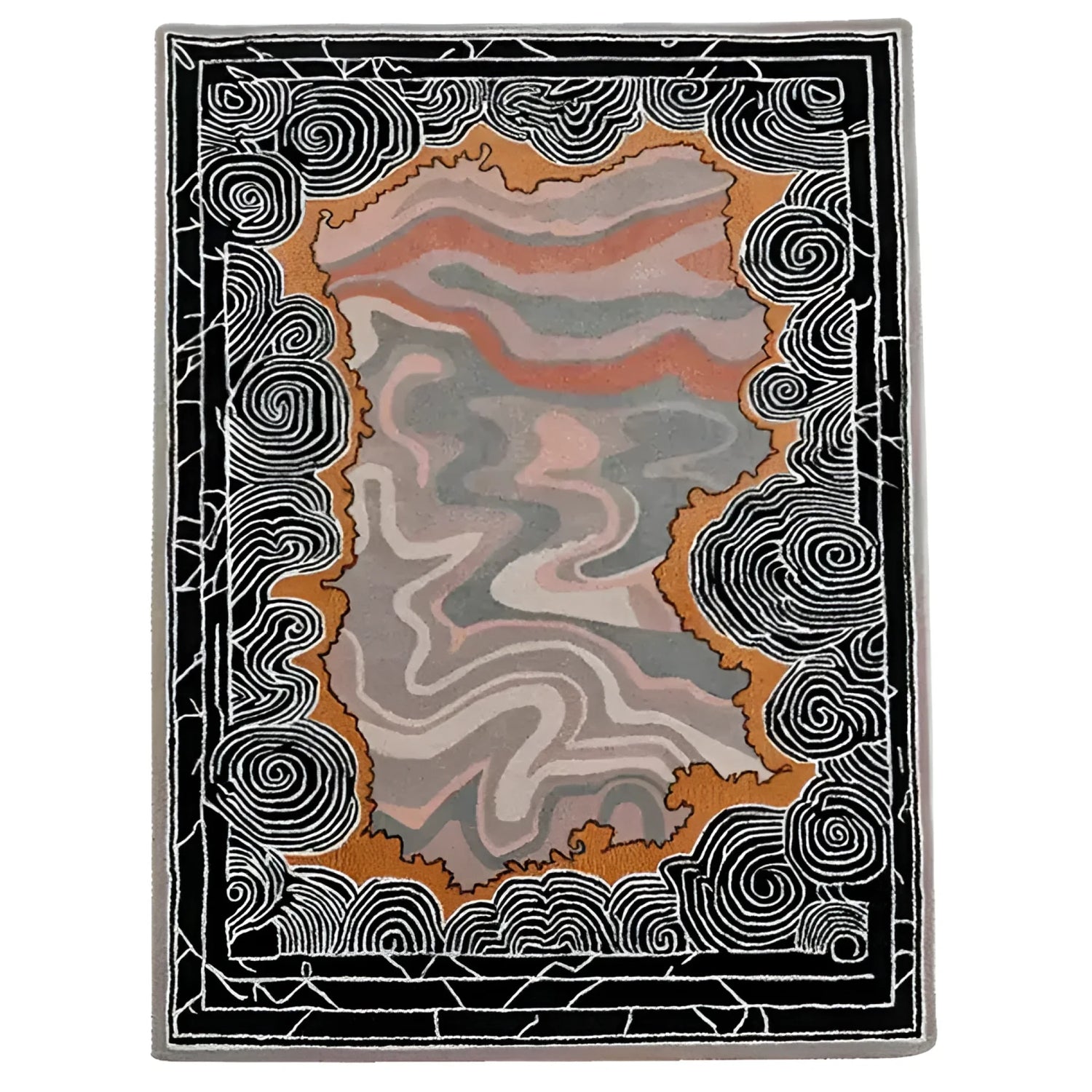 The "Mystic Drift Hand Tufted Wool Rug" features an intricate, flowing design that adds a sense of elegance and tranquility to any space. Made from high-quality wool, this rug provides softness, durability, and a timeless aesthetic for your home.