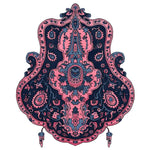 Beautiful Mystic Emblem hand-tufted area rug featuring a vintage design with intricate pink and blue patterns. This wool rug is perfect as a large living room centerpiece, adding a touch of elegance and style.