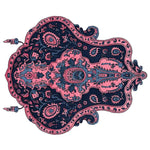 This intricately designed Mystic Emblem Hand Tufted Area Rug features a stunning vintage pattern with rich navy and pink hues. Perfect as a wool rug for large living rooms, it adds a touch of elegance and warmth to any space.