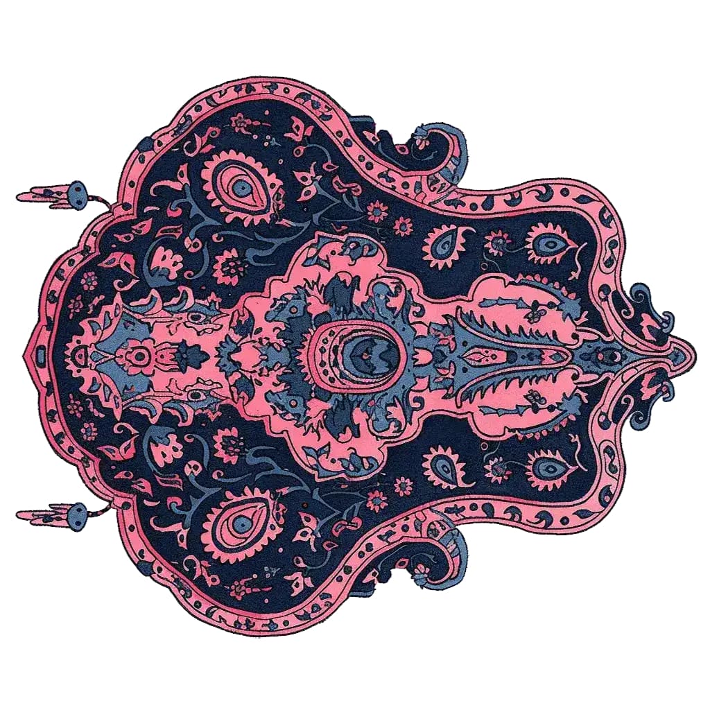 This intricately designed Mystic Emblem Hand Tufted Area Rug features a stunning vintage pattern with rich navy and pink hues. Perfect as a wool rug for large living rooms, it adds a touch of elegance and warmth to any space.