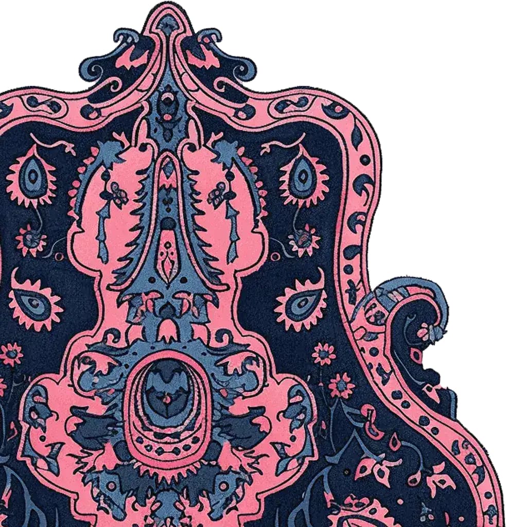 This vibrant area rug showcases an intricate design with bold pink and blue patterns, perfect for adding a vintage touch to your living room. Made from high-quality wool, this large living room rug combines durability with a stylish flair.