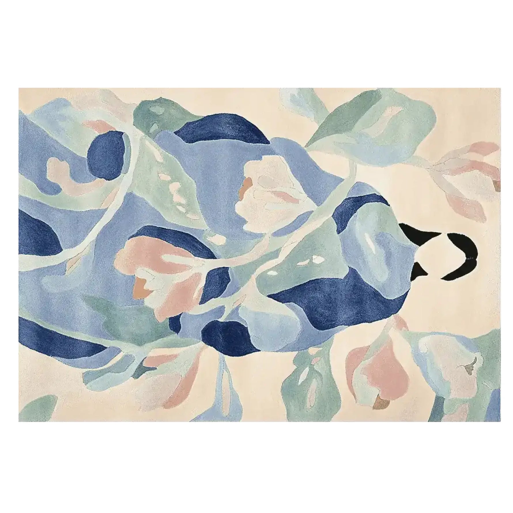 Mystic Garden Gaze Hand Tufted Area Rug featuring a contemporary abstract design with floral patterns in soft blues, greens, and pinks. Perfect as a wool rug for adding a touch of elegance to living rooms. Ideal for spaces needing an 8x10 area rug.