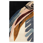 Top view of the Mystic Maze Hand Tufted Area Rug, showcasing an abstract design with bold, earthy tones. This contemporary wool rug is perfect for large living rooms, measuring 8x10, and adds a stylish touch to any space.