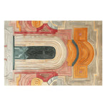 Top view of the Mystic Passage Hand Tufted Area Rug, showcasing its intricate abstract patterns in warm earthy tones. Perfect for a dining room or living room, this contemporary wool rug adds a touch of elegance, making it a standout piece for formal dining room settings.