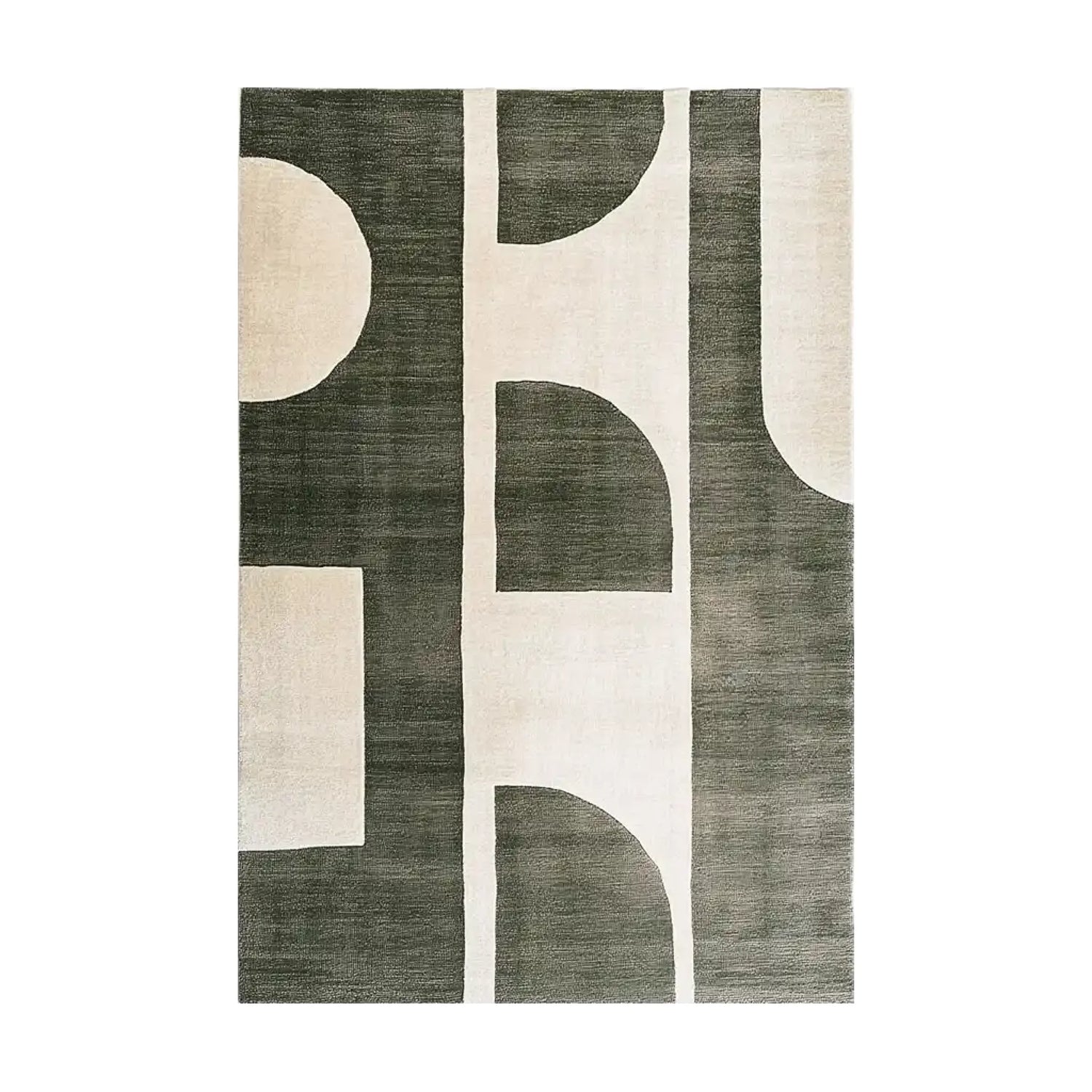 The Mystic Realm Fusion Knotted Wool Rug is a stunning area rug featuring a contemporary design. This wool rug showcases an abstract pattern with bold geometric shapes in earthy tones, perfect for adding style to your living room. Ideal for use as a living room area rug, it combines modern aesthetics with the cozy texture of wool.