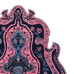 A beautifully designed Mystic Reverie hand-tufted area rug featuring an intricate abstract pattern. This wool rug showcases vibrant pink and navy hues, making it a perfect choice for enhancing living room decor. Ideal for those seeking unique rugs for living room spaces.