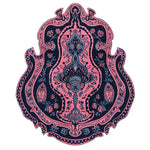 This is a top-view image of the Mystic Reverie Hand Tufted Area Rug, showcasing its intricate pink and blue abstract design. Perfect for adding a touch of elegance to living room area rugs, this wool rug combines artistry with comfort, making it an ideal choice for those seeking unique rugs for living room decor.