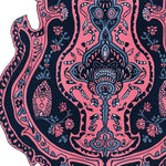 Close-up of the Mystic Reverie Hand Tufted Area Rug showcasing its intricate pink and blue abstract design. Perfect for adding a vibrant touch to living room area rugs, this wool rug offers a unique artistic flair ideal for rugs for living room settings.