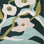 This stunning area rug features a contemporary design with abstract floral patterns in shades of green, pink, and beige. Made from high-quality wool, this large living room rug is perfect for adding a touch of elegance to any space. Ideal for those seeking an 8x10 wool rug that combines style and durability.