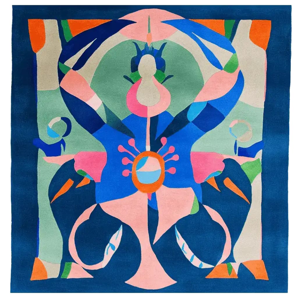 Explore the vibrant design of the Mythic Mirage Hand Tufted Rug, a contemporary square area rug perfect for modern living rooms. This wool rug features an abstract pattern with bold colors, making it an ideal choice for those looking to enhance their space with a unique, artistic touch. A perfect addition to any collection of living room area rugs, this piece seamlessly combines style and comfort.