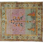 This exquisite Mythological Tapestry Hand Knotted Area Rug features a stunning array of vintage designs with intricate floral patterns and mythical figures. Perfect for large living rooms, this Persian-inspired rug combines soft pastels with detailed artistry, making it a standout piece among area rugs for living room spaces.