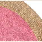 Natural Bordered Bright Pink Round Jute Rug
