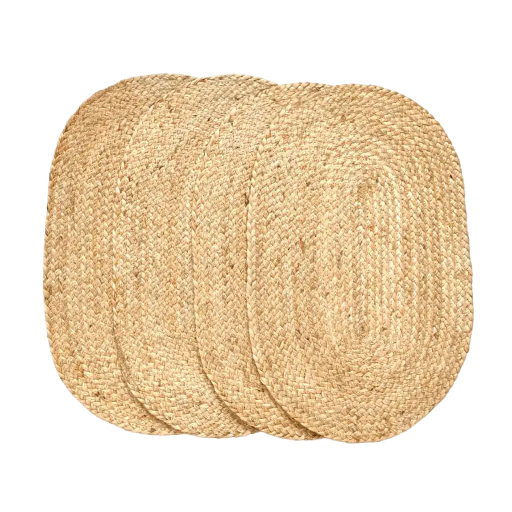 Top view of a natural oval jute area rug, showcasing a beautifully woven texture ideal for living rooms, bedrooms, kitchens, or as a hallway runner rug. The earthy tones of this jute rug bring a warm, rustic charm to any space, making it perfect as a kitchen runner rug or bathroom runner rug.
