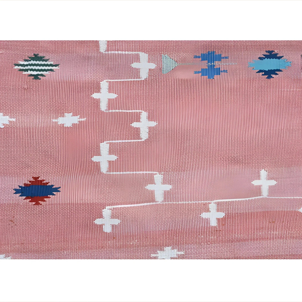 Natural Vegetable Dyed Indian Dhurrie Reversible Cotton Rug - Blush Galaxy