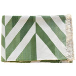 Natural Vegetable Dyed Indian Dhurrie Reversible Cotton Rug - Chevron Green