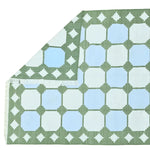 Natural Vegetable Dyed Indian Dhurrie Reversible Cotton Rug - Diamond Green