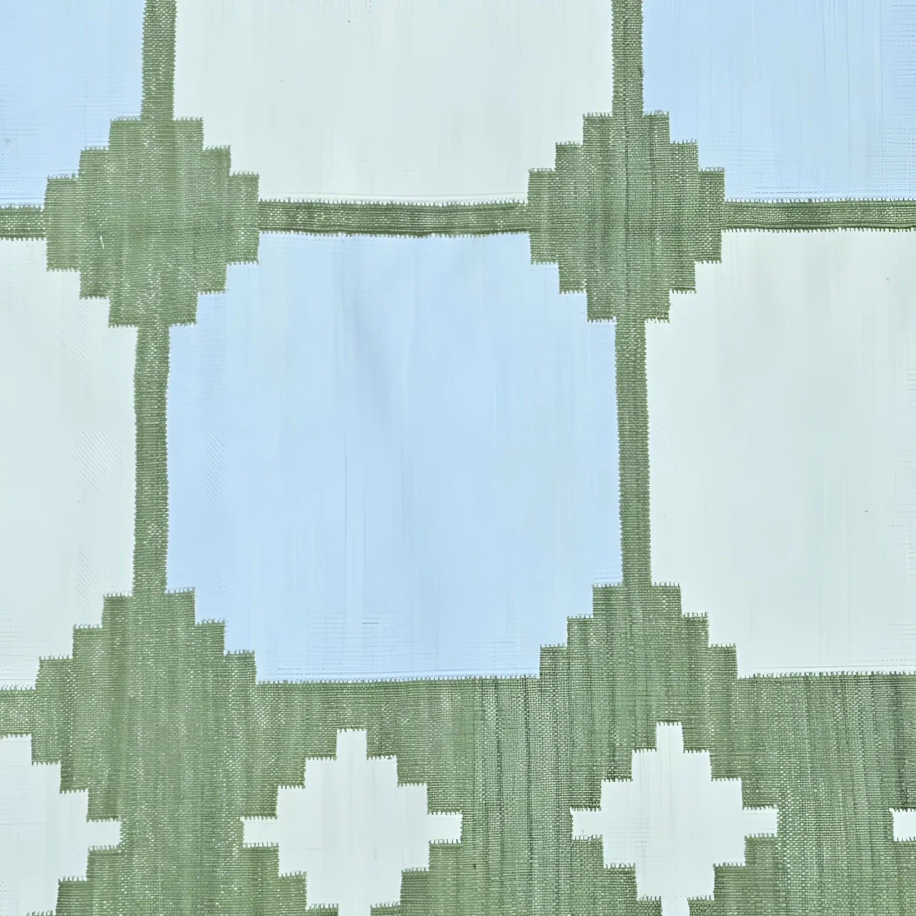 Natural Vegetable Dyed Indian Dhurrie Reversible Cotton Rug - Diamond Green