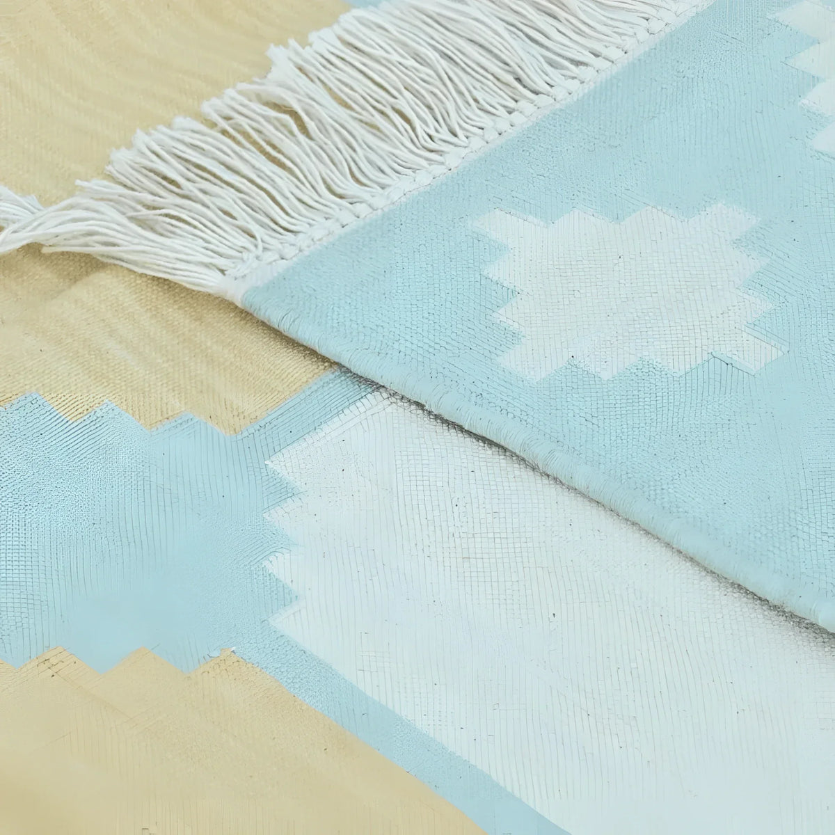 Natural Vegetable Dyed Indian Dhurrie Reversible Cotton Rug - Diamond Pastel