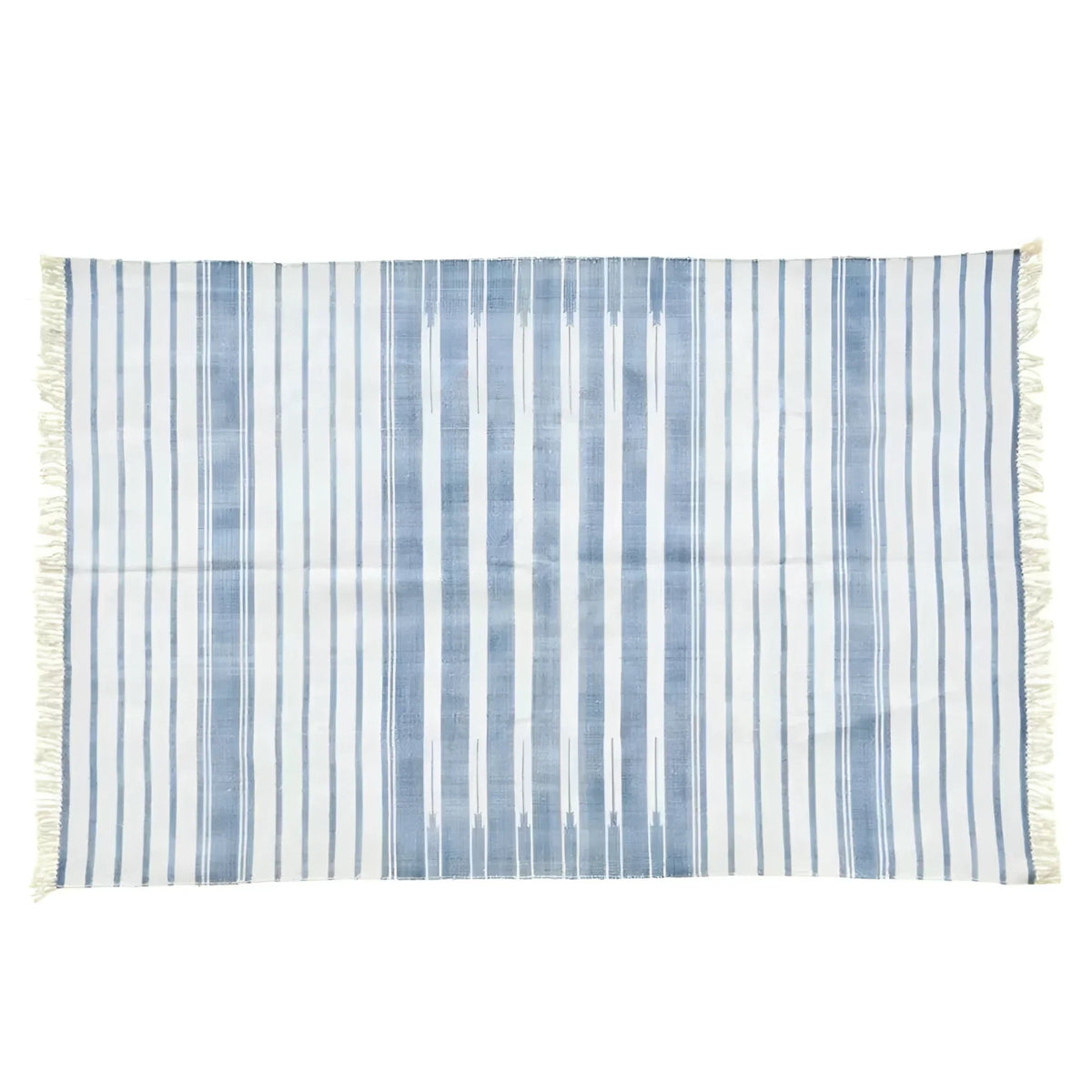 Natural Vegetable Dyed Indian Dhurrie Reversible Cotton Rug - Light Indigo