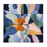 This stunning area rug features an abstract design with a mix of vibrant colors like orange, blue, and green, forming a contemporary art piece. Perfect as a square area rug, it's ideal for adding a touch of modern elegance to living rooms. Crafted from wool, this 8x10 rug not only enhances your decor but also provides a soft, luxurious feel underfoot.